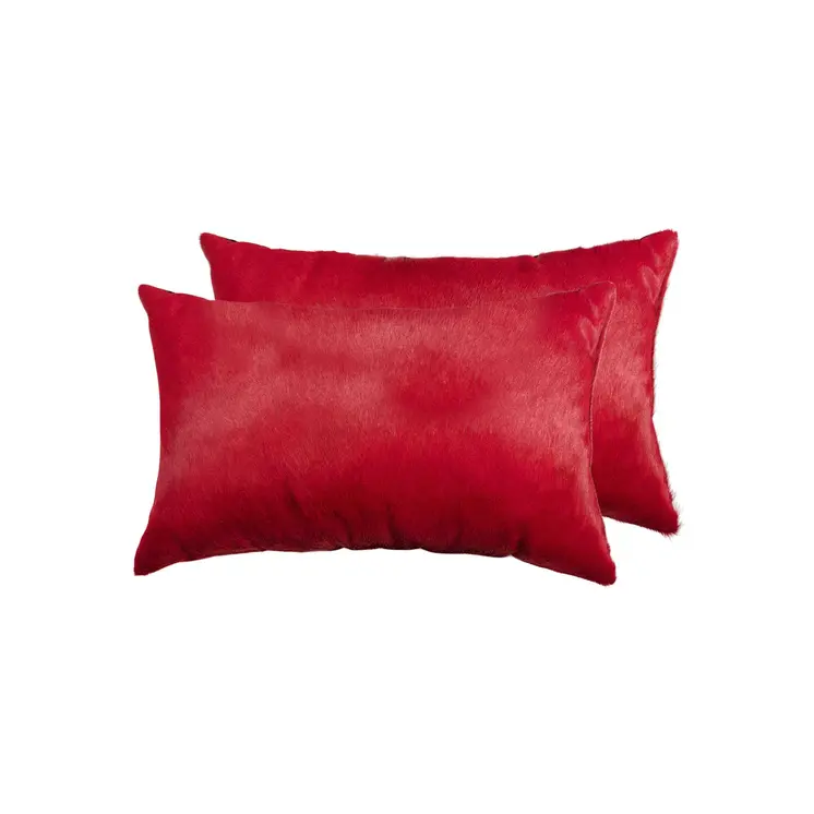 12" X 20" X 5" Wine Cowhide  Pillow 2 Pack
