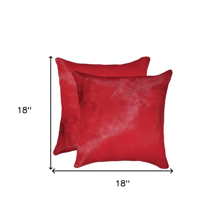 18" X 18" X 5" Wine Cowhide  Pillow 2 Pack