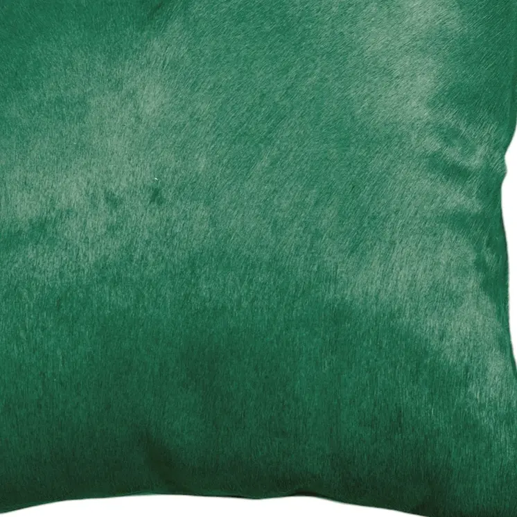 Set of Two 18" Green Cowhide Throw Pillows