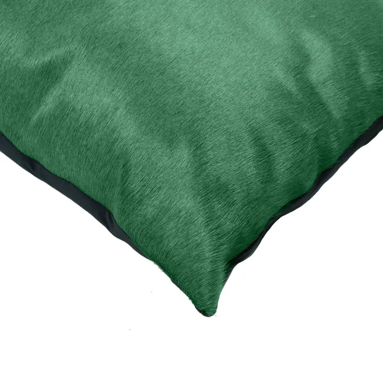 Set of Two 18" Green Cowhide Throw Pillows