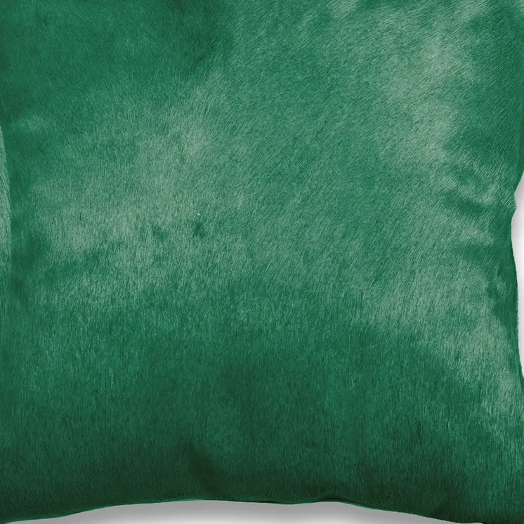 Set of Two 18" Green Cowhide Throw Pillows