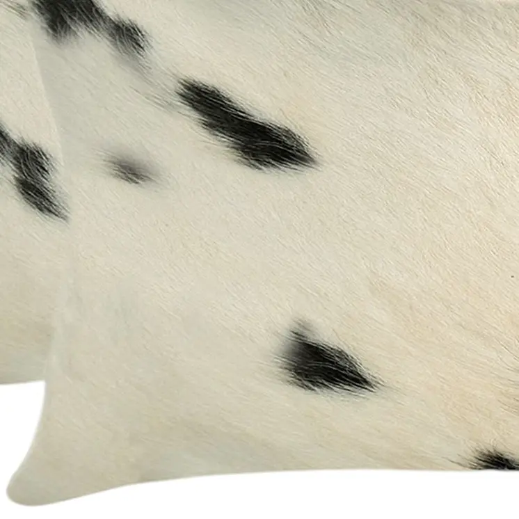 12" X 20" X 5" White And Black Cowhide  Pillow 2 Pack