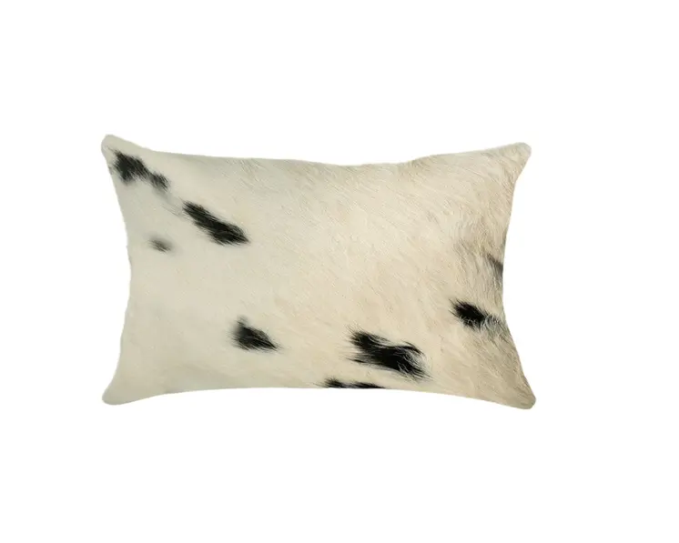 12" X 20" X 5" White And Black Cowhide  Pillow 2 Pack