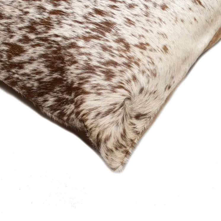 Set of Two 18" Brown and White Cowhide Throw Pillows