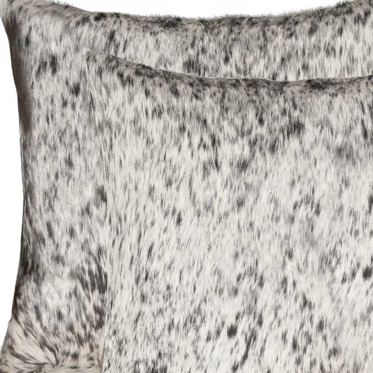 Set of Two 18" Gray and White Cowhide Throw Pillow
