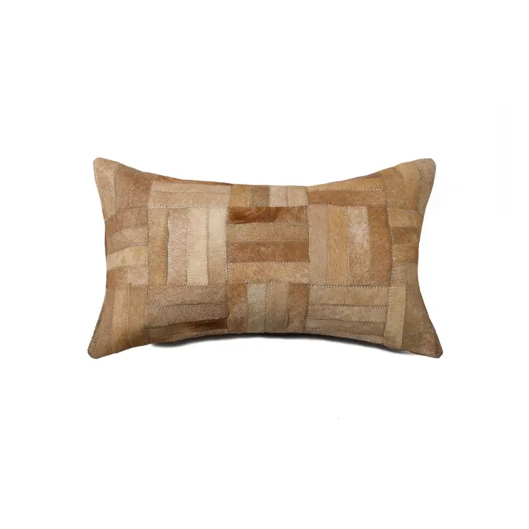 12" X 20" Natural Cowhide Throw Pillow