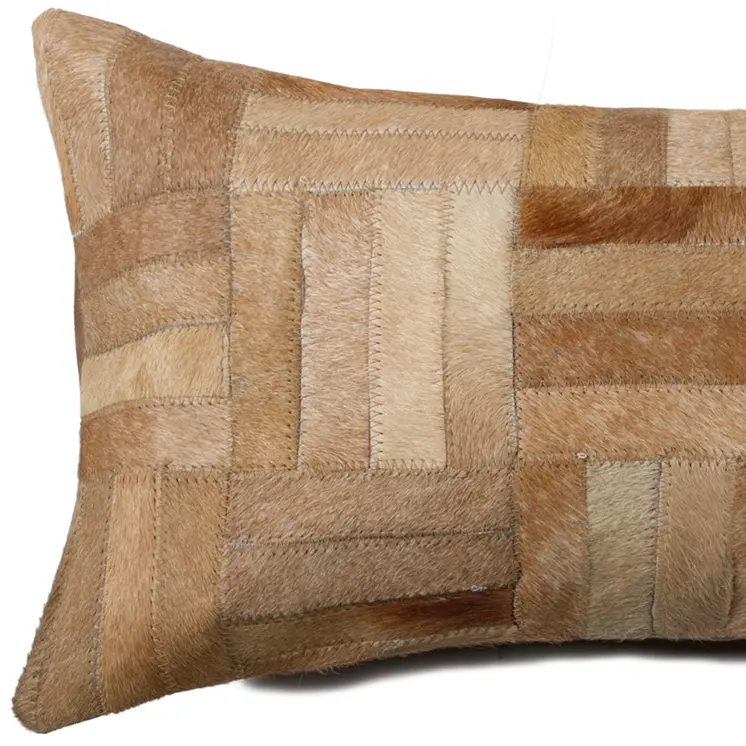 12" X 20" Natural Cowhide Throw Pillow