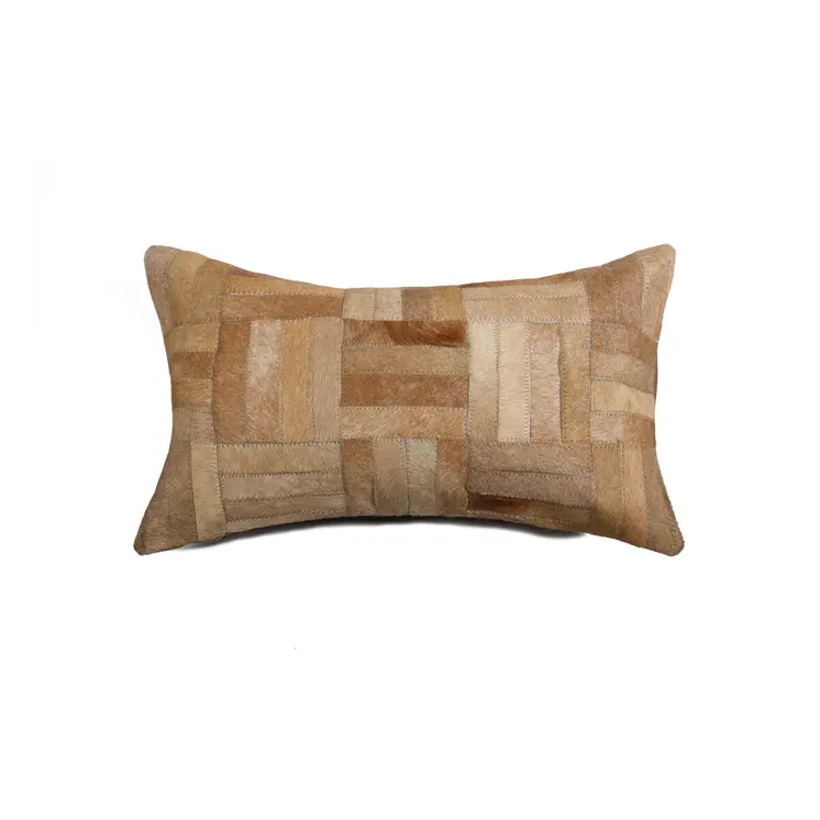 12" X 20" Natural Cowhide Throw Pillow