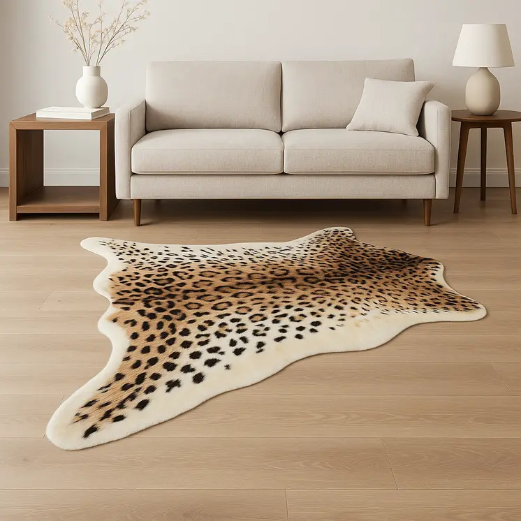 5' X 8' Brown And Black Leopard Print Hand Knotted Area Rug