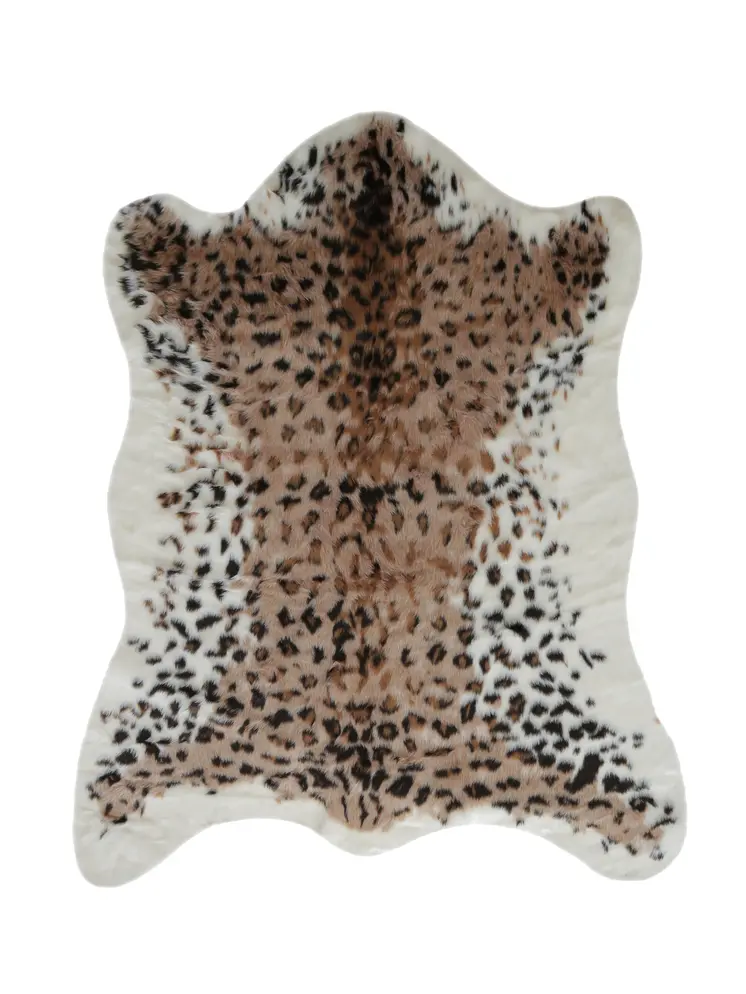 5' X 8' Brown And Black Leopard Print Hand Knotted Area Rug
