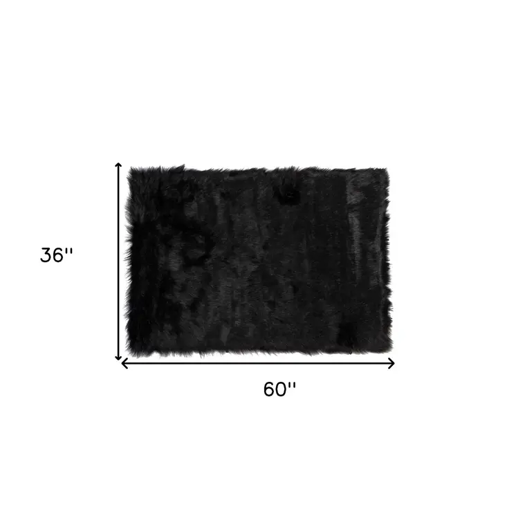 3' X 5' Black Shag Area Rug