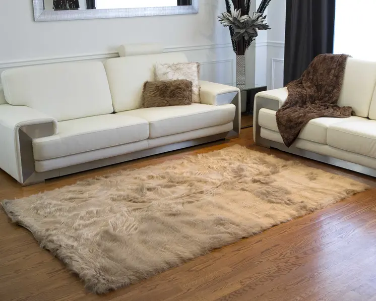 5' X 8' Off White Shag Area Rug