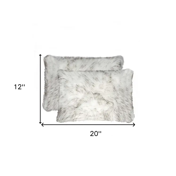 12" X 20" X 5" Gradient Gray Faux  Pillow 2 Pack