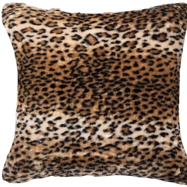 Set of Two 18" Black and Orange Faux Fur Throw Pillow