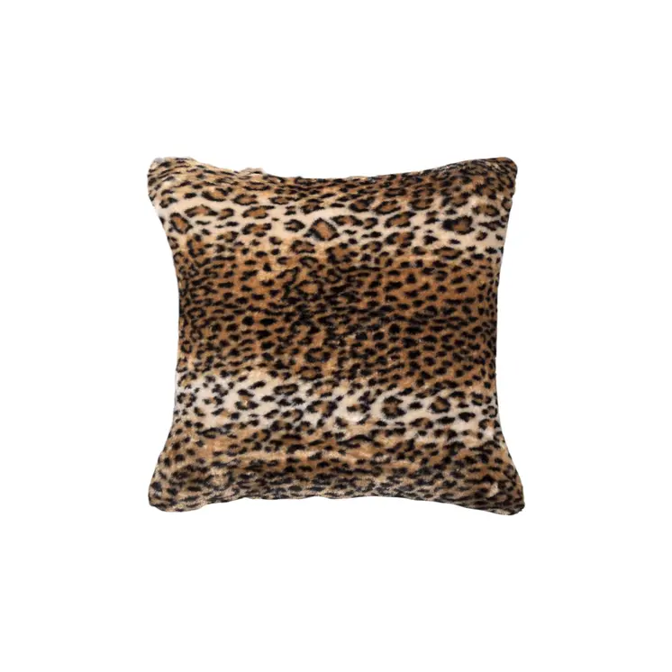 Set of Two 18" Black and Orange Faux Fur Throw Pillow