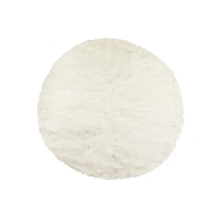 6' X 6' Off White Faux Fur Shag Washable Round Rug
