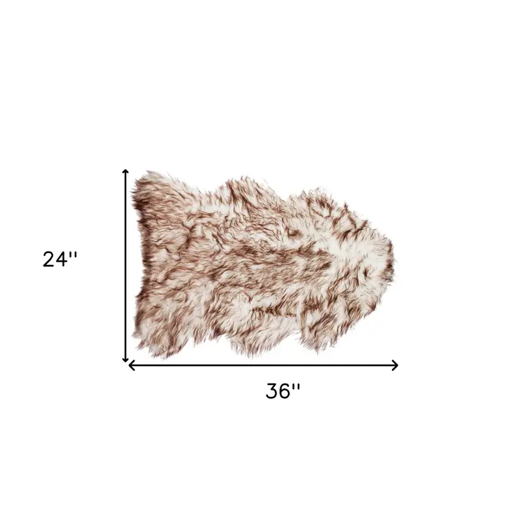 2' X 3' Brown And White Shag Area Rug
