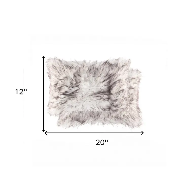 Set of Two 12" X 20" Chocolate Faux Fur Throw Pillow