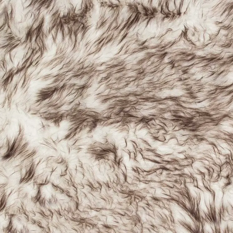 2' X 3' Brown and White Faux Sheepskin Ombre Machine Tufted Non Skid Area Rug