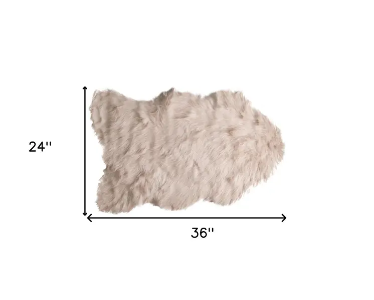 2' X 3' Taupe Faux Sheepskin Washable Area Rug