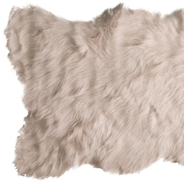 2' X 3' Taupe Faux Sheepskin Washable Area Rug