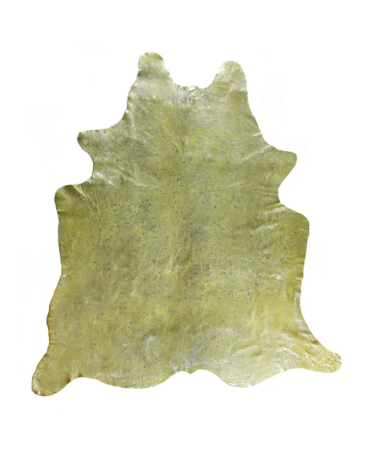 6' X 7' Lime Green Cowhide Cowhide Print Area Rug