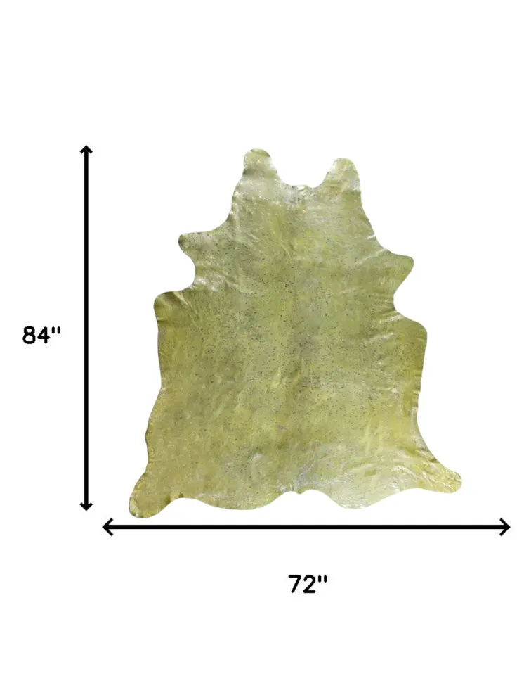 6' X 7' Lime Green Cowhide Cowhide Print Area Rug
