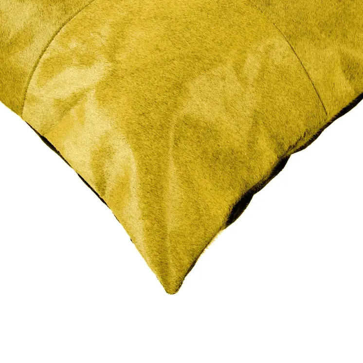 18" Yellow Cowhide Throw Pillow