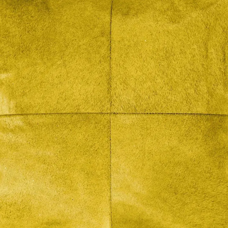 18" Yellow Cowhide Throw Pillow