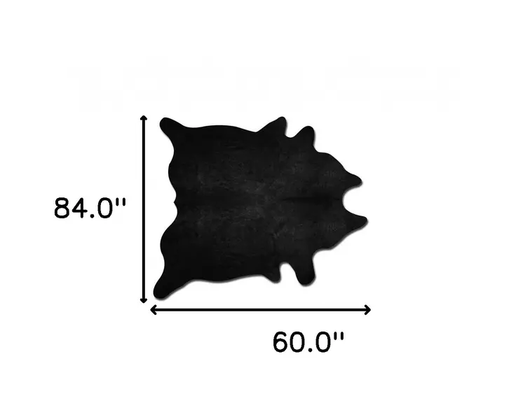 5' X 7' Black Cowhide Area Rug