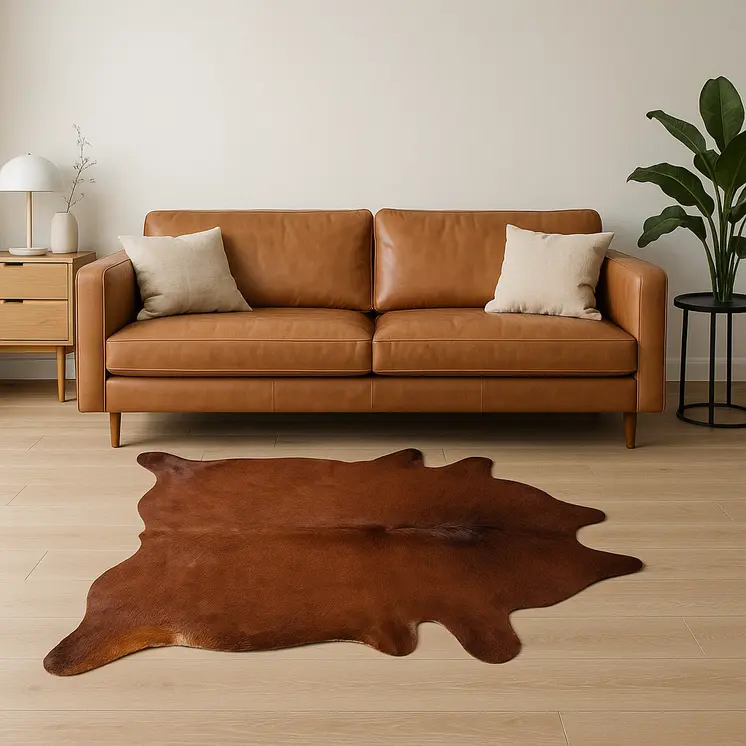 5' X 7' Brown Cowhide Cowhide Print Area Rug