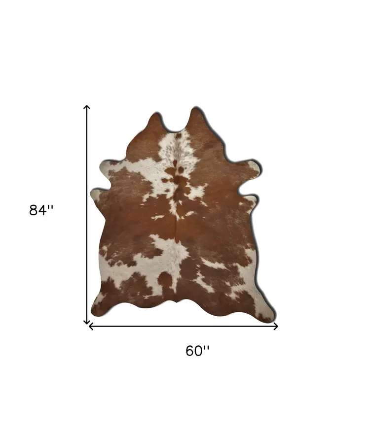 5' X 7' Brown And White Cowhide Area Rug