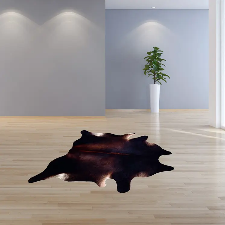 5' X 7' Black And Dark Brown Cowhide Area Rug