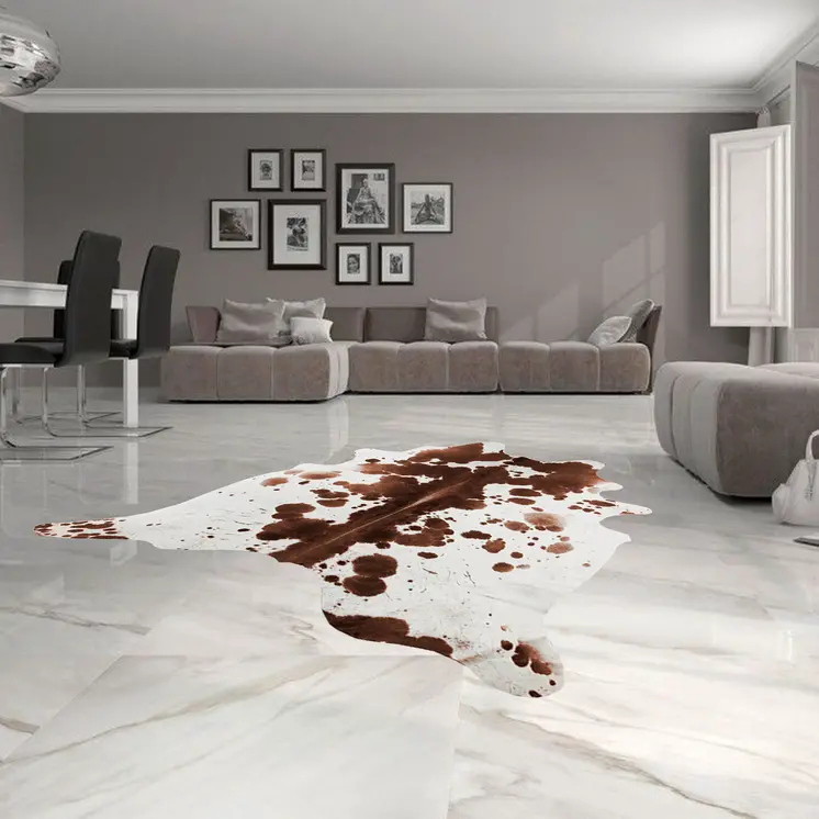 5' X 7' Brown And White Cowhide Cowhide Print Area Rug