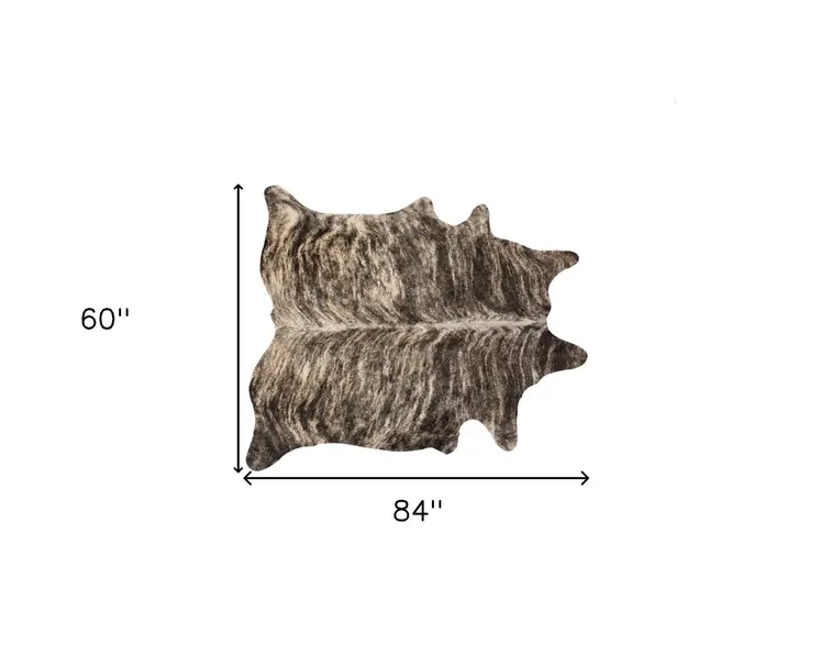 5' X 7' Brown And Black Cowhide Area Rug
