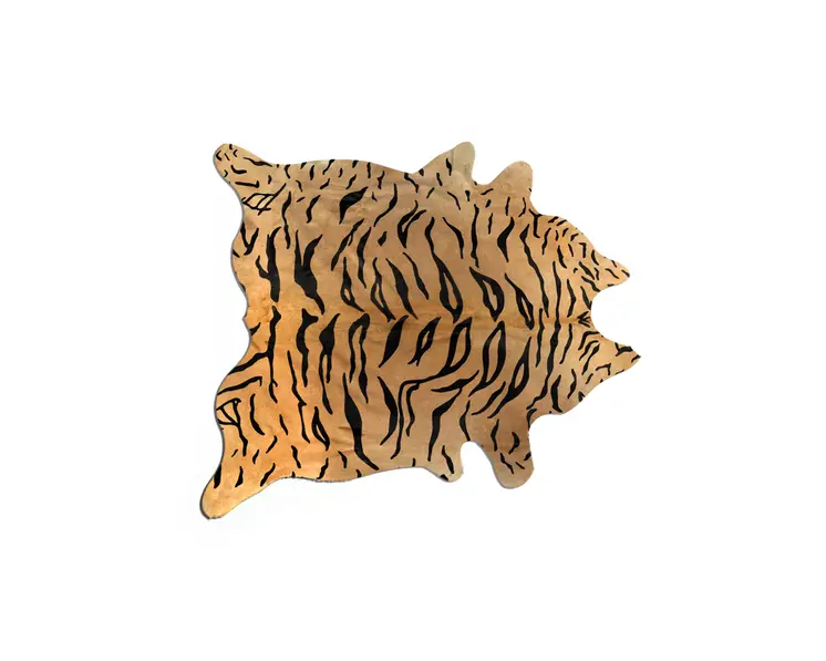 5' X 7' Black And Orange Cowhide Area Rug