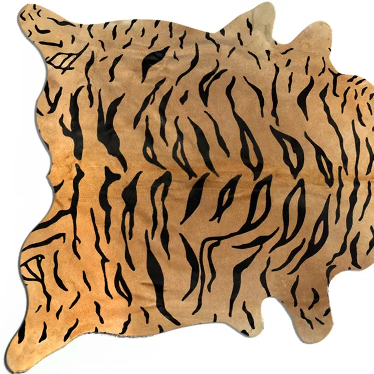 5' X 7' Black And Orange Cowhide Area Rug