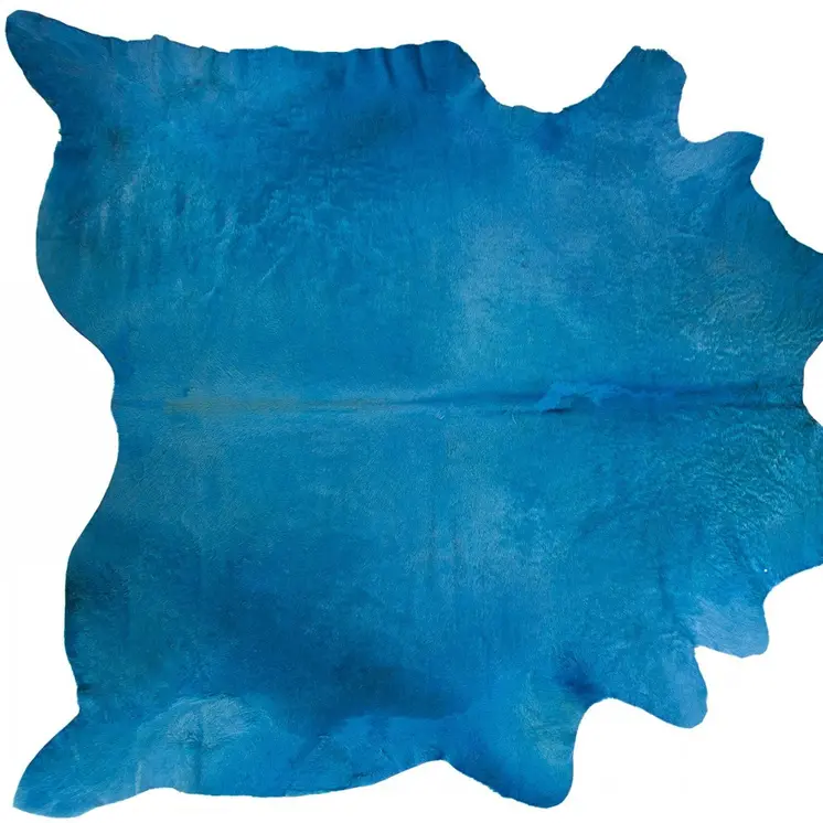 5' X 7' Blue Cowhide Handmade Area Rug
