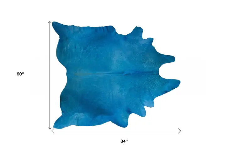 5' X 7' Blue Cowhide Handmade Area Rug