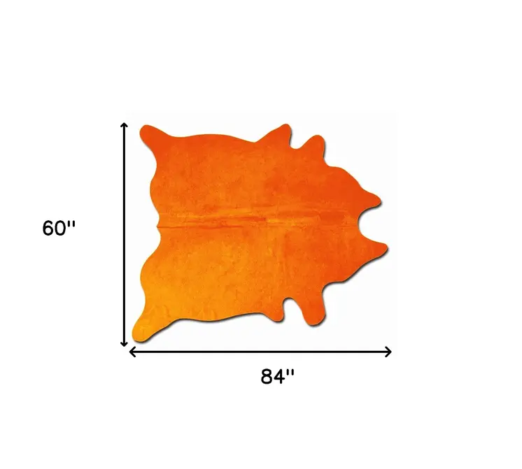5' X 7' Orange Cowhide Area Rug