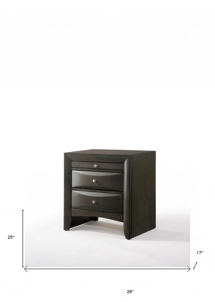 25" Solid Wood Two Drawer Nightstand