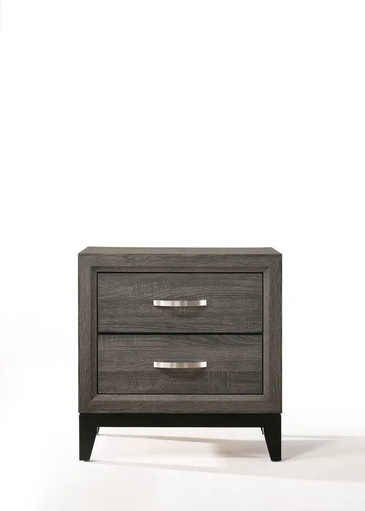 25" Gray Two Drawers Nightstand