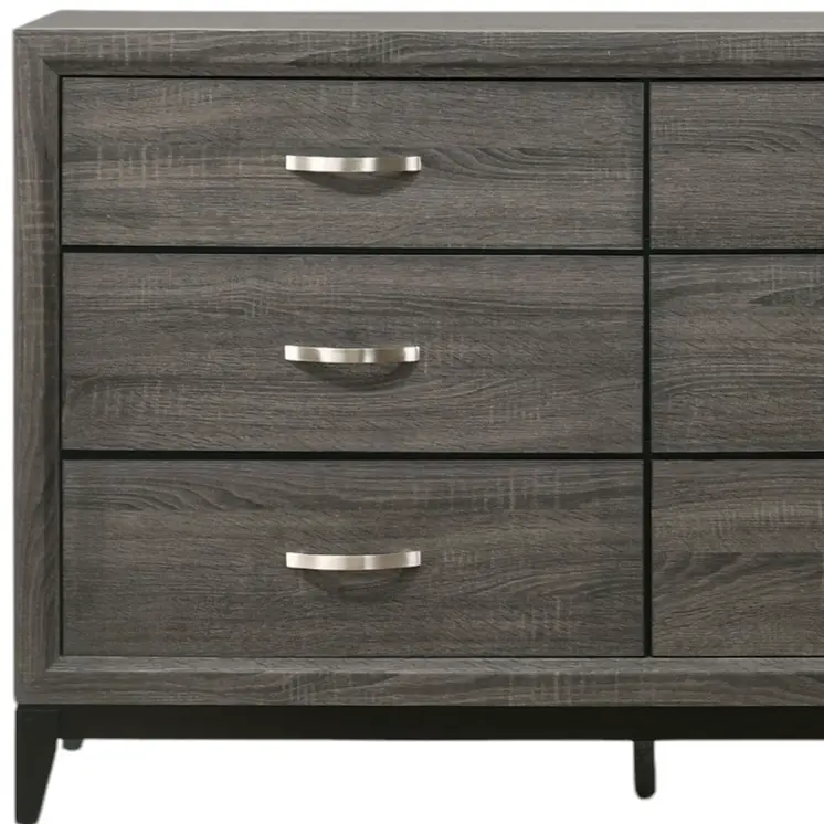 58" Gray Six Drawer Double Dresser