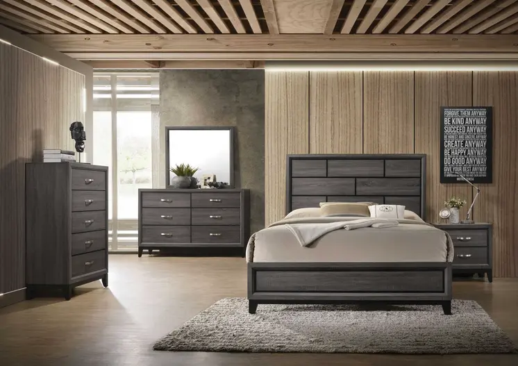 58" Gray Six Drawer Double Dresser