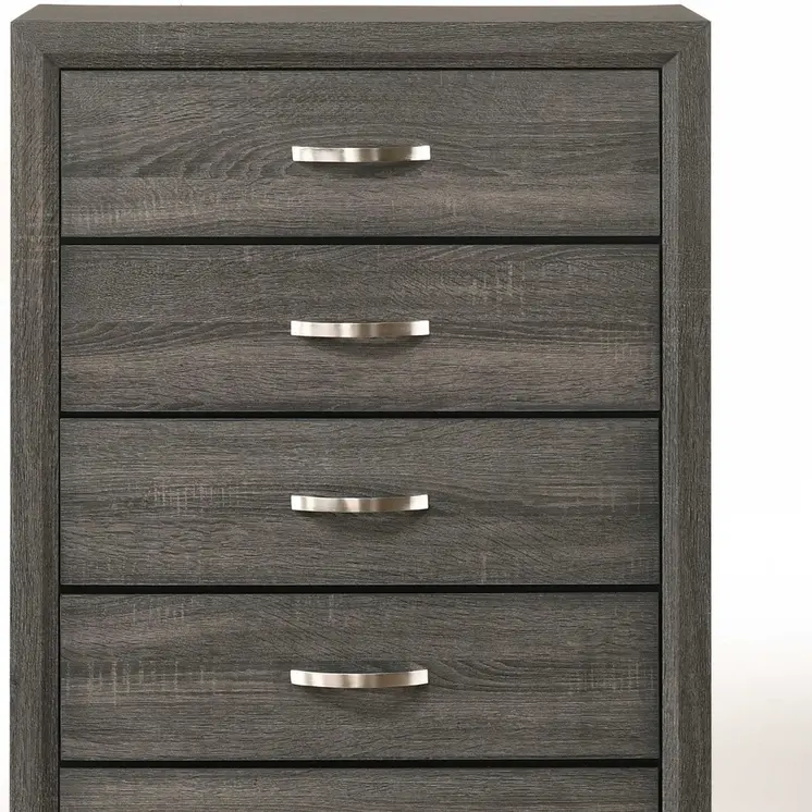 31" Gray Manufactured Wood Five Drawer Chest