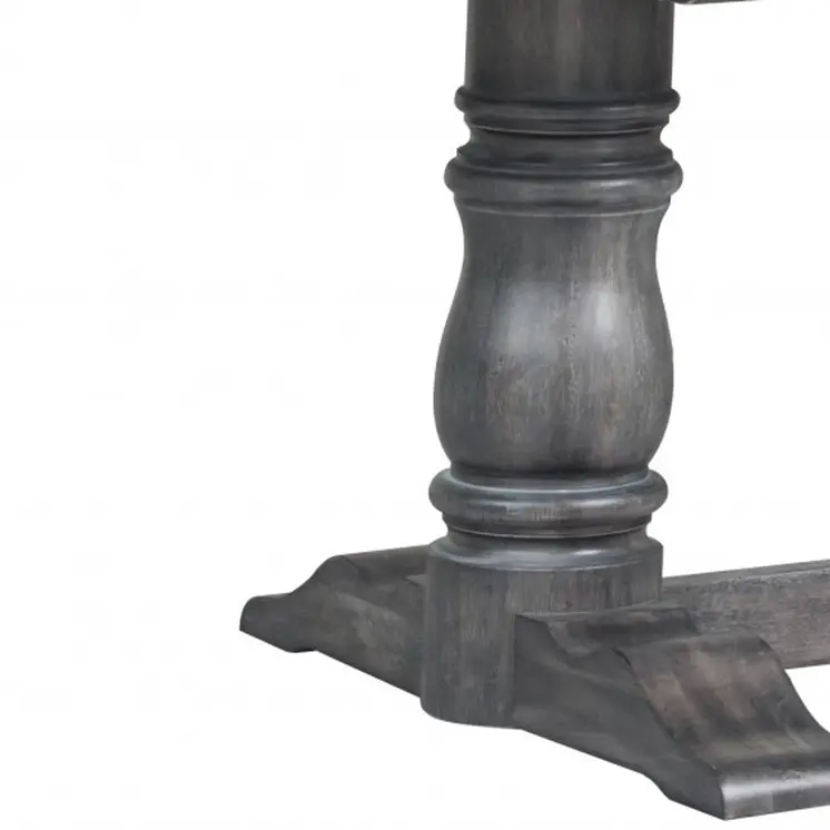 88" Light Gray And Gray Solid Wood Trestle Base Dining Table