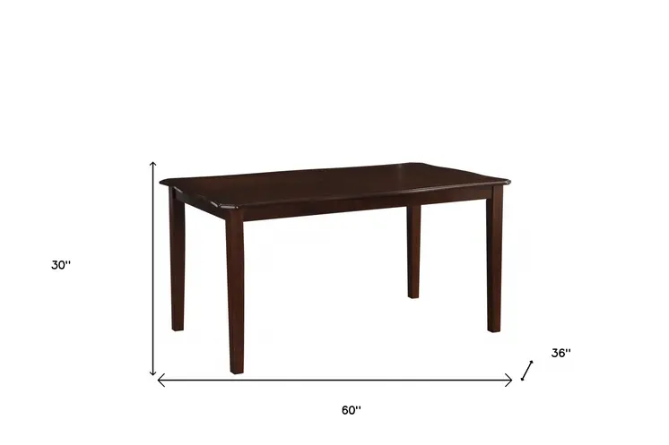 60" X 36" X 30" 6Pc Black Leatherette And Espresso Dining Set