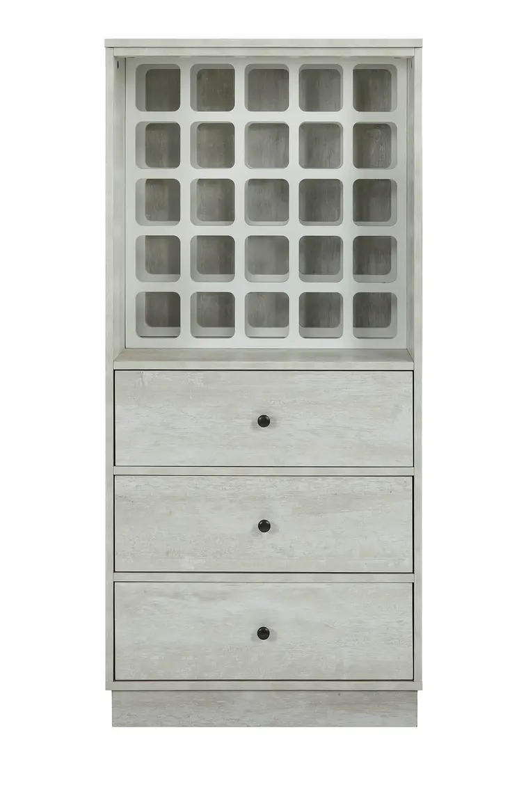 24" Off White Bar Cabinet With Three Drawers