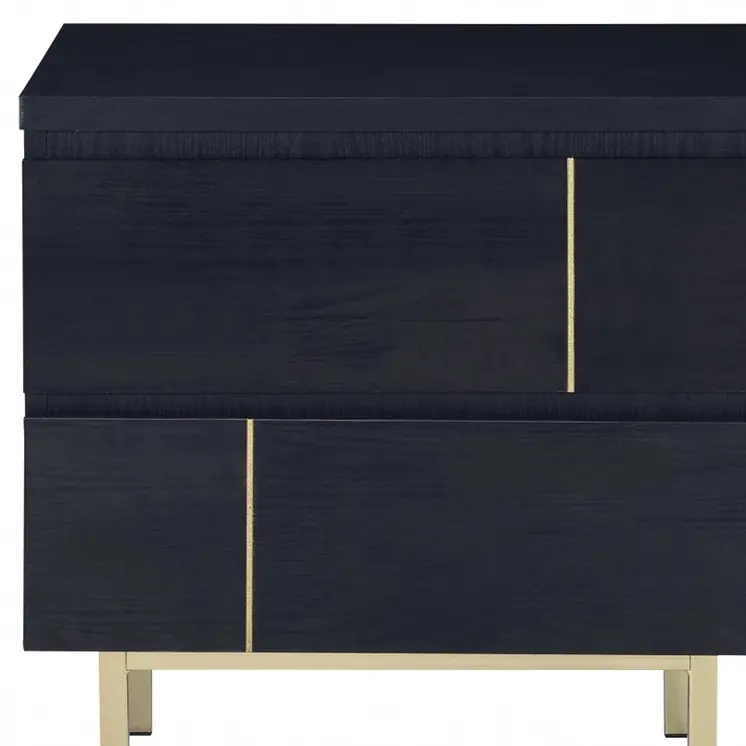 Contemporary Black And Brass Nightstand