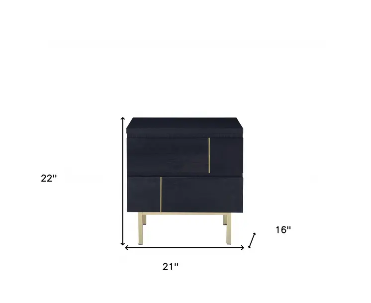 Contemporary Black And Brass Nightstand